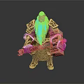 Man As Dwarf Warrior With Long Beard Wearing Detailed Armor Holding Large Hammer