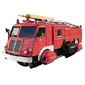 Red Fire Truck As Functional Vehicle With Blue Emergency Lights Top Ladder And Tracked Wheels