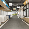 Supermarket Fresh Meat Section With Self service Shopping Display Counters And White Tile Walls