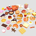 Variety Of Tasty Foods With Desserts Fast Food Baked Goods And Fruits