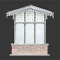 Miniature Model Kiosk With Metal Roof White Walls Red Brick Base And Blue Sign