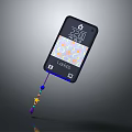Black Smartphone With Lock Screen Time Display And Colorful Star Beads Charm Design