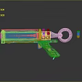Sci Fi Weapon With Blue Yellow Metallic Body Ring Shaped Component And Battery Like Accessories 3d model