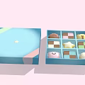 Colorful Dessert Box With Open Lid Showing Star Bear And Square Shaped Sweets