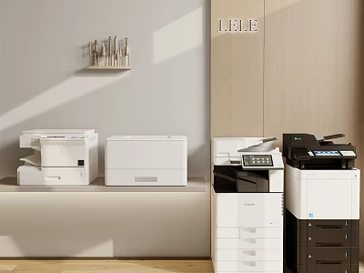 Modern Office Appliances Featuring Multifunctional Printers And Copiers In Various Designs 3d model