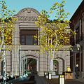 King Way Commercial Street Featuring Red Brick Building Central Fountain and Outdoor Seating