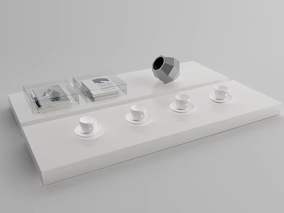 Modern coffee table minimalist stone coffee table combination 3d model