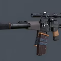 Tactical Weapon Rifle With Scope Barrel Magazine And Modern Military Features
