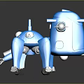 Blue Spider Shaped Robot Featuring Mechanical Legs Red Lights And Shiny Metallic Design