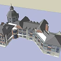 Historic Commercial Street With Dome Clock Tower Red Brick And Multi Story Buildings