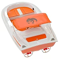 Orange And White Wooden Boat With Canopy And Comfortable Seats Design