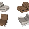 Modern Single Sofa Designs in White and Brown with Varied Backrest Styles 3d model