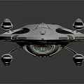 Futuristic Silver Spaceship With Blue Red Details And Sleek Aerodynamic Design