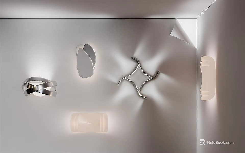 Modern Stylish Wall Lights With Unique Shapes And Soft Lighting For Interior Decor 3d model 