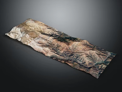 3D Terrain Model With Mountain Ranges Valleys And Brown Green Textured Surface 3d model