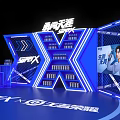 Snow Beer Super X Interactive Zone With Blue Lighting And X Shaped Structure 3d model