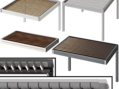 Modern Pergola Design With Wooden Slats And Metal Frames For Outdoor Spaces 3d model