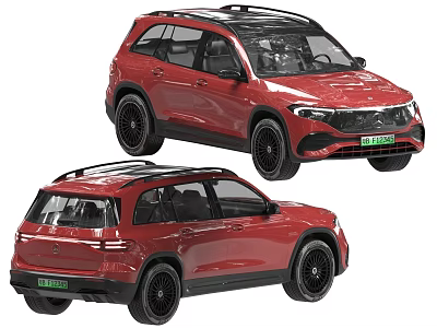 Red SUV with Black Roof Black Wheels Front Rear View Modern Exterior Design 3d model