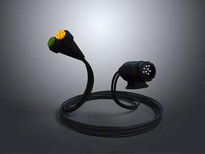 High Quality Black Automotive Electrical Cable Connector With Plug Pins And Wiring 3d model