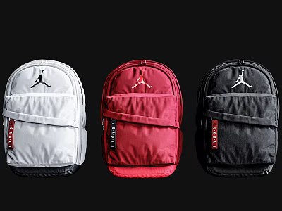 Stylish Jordan White Red Black Backpacks With Jumpman Logo Classic Design 3d model