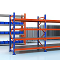 Industrial Equipment Heavy Duty Multi Tier Storage Racks With Orange Blue Frame For Warehouse Use