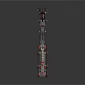 Mechanical Weapon With Intricate Metal Gears Red Accents And Industrial Design