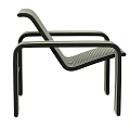 Black and White Striped Modern Leisure Chair with Sleek Armrests and Contemporary Design