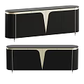 Elegant Modern Entryway Cabinet Sideboard With Black Finish And Gold Accents