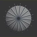 Modern Umbrella Shaped Structure With Radial Metallic Framework And Support Columns