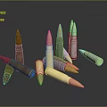 Various Types Of Bullets With Different Calibers And Metallic Casings On Black Surface