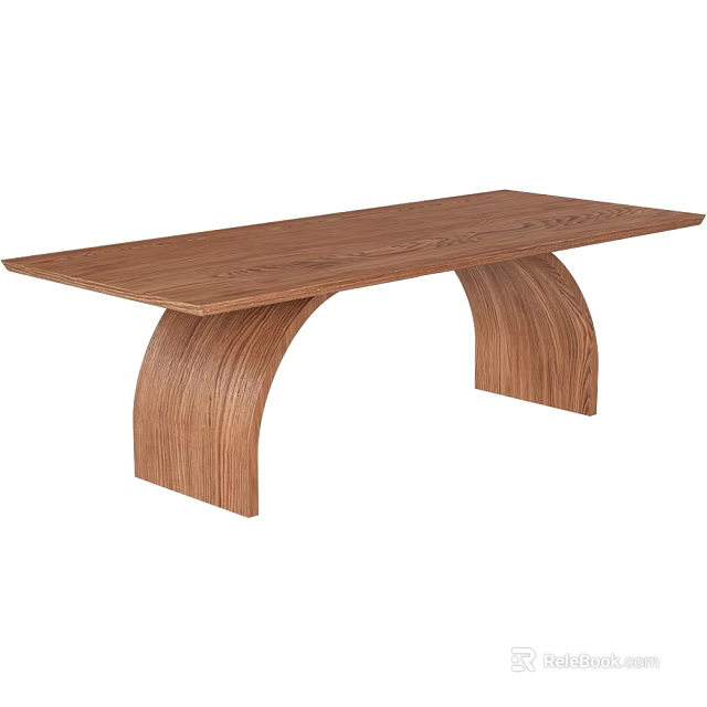 Stylish Wooden Coffee Table With Curved Legs And Rectangular Smooth Top Design 3d model 
