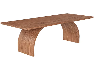 Stylish Wooden Coffee Table With Curved Legs And Rectangular Smooth Top Design 3d model