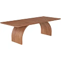 Stylish Wooden Coffee Table With Curved Legs And Rectangular Smooth Top Design