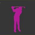 Man In Argyle Sweater Swinging Golf Club With Brown Pants And Cap