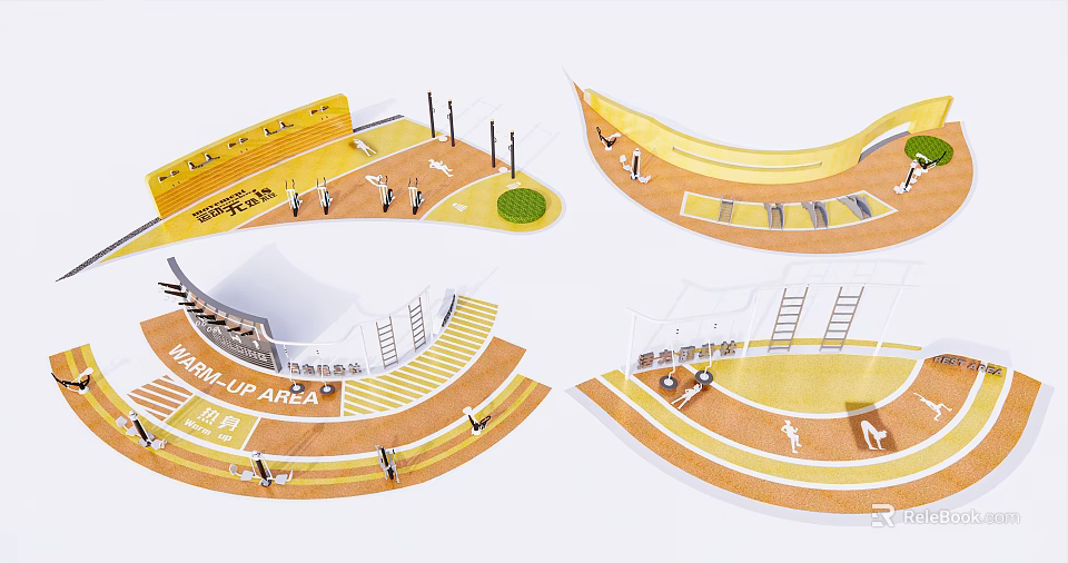 Sports Equipment Layout Design With Warm Up Area And Training Zones 3d model 