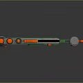 Green Handheld Electronic Device With Display Screen Antenna Orange Buttons And Grip Handles