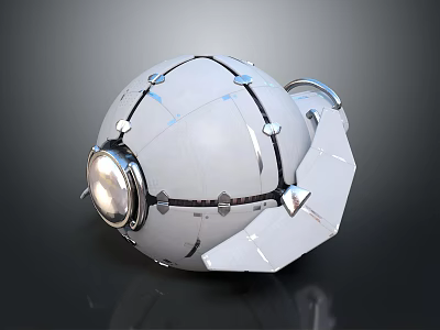 Spherical Spacecraft Design with Metallic Components Lens and Solar Wing Structure for Cosmic Exploration Missions 3d model