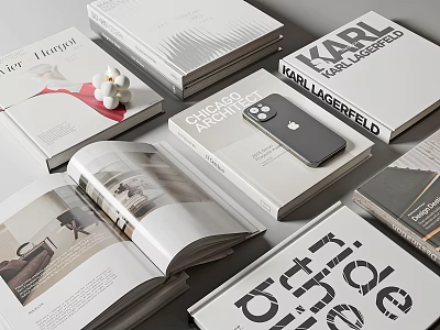 Modern Books And Magazines Featuring Architecture Fashion And Interior Design Themes 3d model