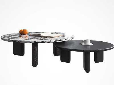Modern Coffee Tables With Marble Top And Black Featuring Oranges Open Book And White Cup 3d model