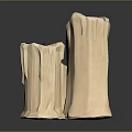 Three Unique Shaped Beige Candles With Melted Drip Texture On Black Smooth Surface Grey Background