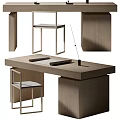 Modern Minimalist Office Desk With Oak Wood Top Metal Frame Chair And Drawer