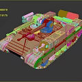 Golden Detailed Military Tank 3D Model With Turret Cannon And Tracks