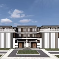 Modern Townhouse Exterior Design With Multiple Floors Balconies And Greenery