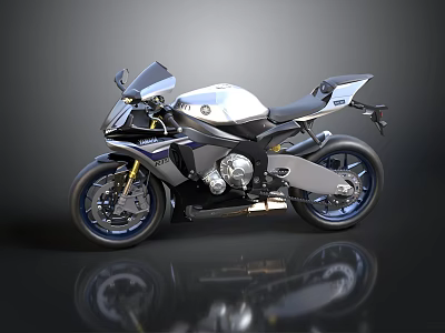 Sleek Modern Sport Motorcycle With Silver Black Body And Stylish Wheels 3d model