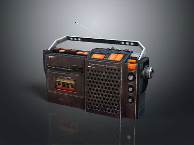 Vintage Computer With Retro Design Featuring Tape Drive And Control Knobs 3d model