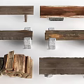 Various Handmade Wooden Benches With Natural Wood Texture And Stone Legs