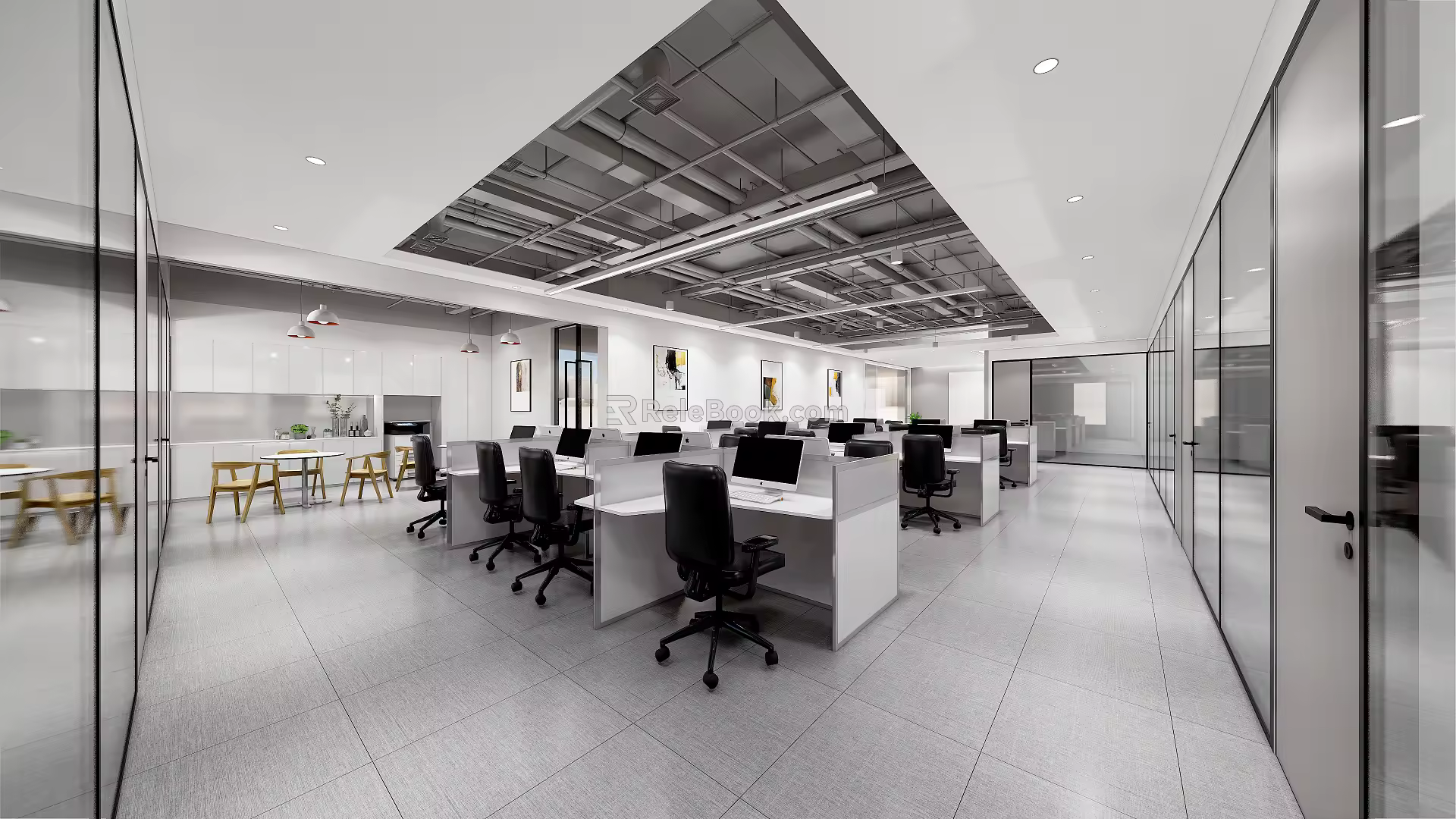 modern public office area open office area 3d model