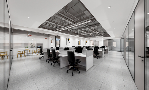 modern public office area open office area 3d model