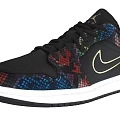 Nike Black Sneakers With Colorful Snake Skin Pattern And Gold Logo White Sole