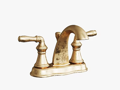 Classic Brass Double Handle Faucet with Vintage Design and Elegant Look 3d model